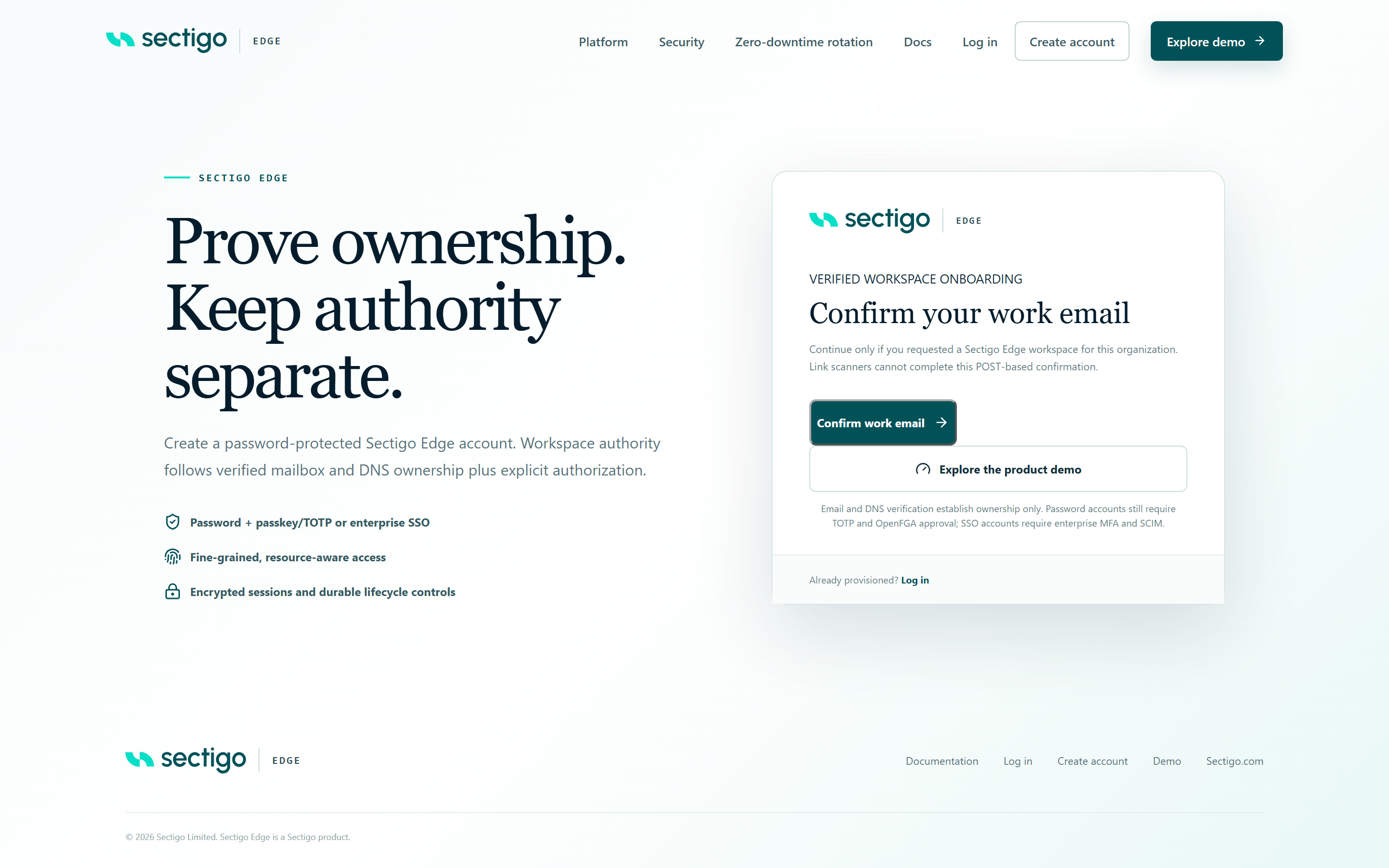 Verification page headed Confirm your work email with a Confirm work email button